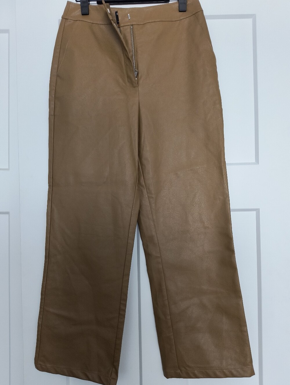 ASOS Design Olive Wide-Leg Faux Leather Jeans